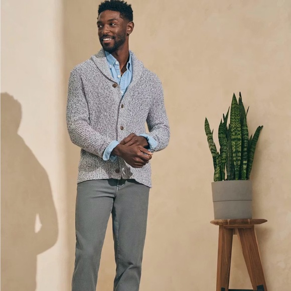 Faherty Charcoal Knit Cardigan for Men - Picture 2 of 7